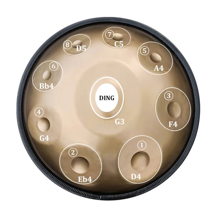 Tak Drum Handpan Mini 18 polegadas Pure Golden 9 notas Sol menor Hangdrum com conjunto para presente